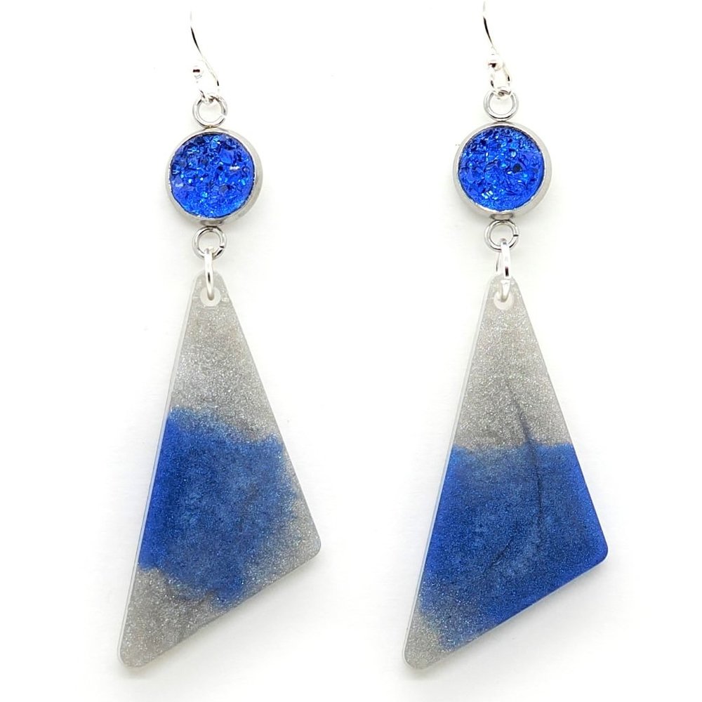 Blue Glitter Earrings